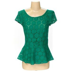 Xhilaration | Green Lace Peplum Top